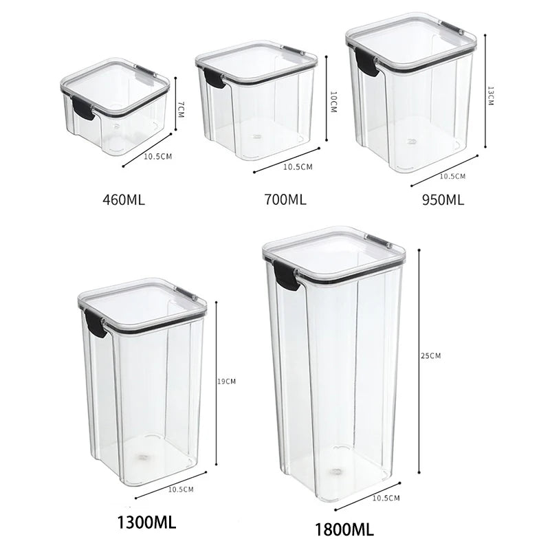 Airtight food storage containers in multiple size from 450ml to 1800ml