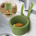 Green press-type sink drain basket for kitchen sink food scraps