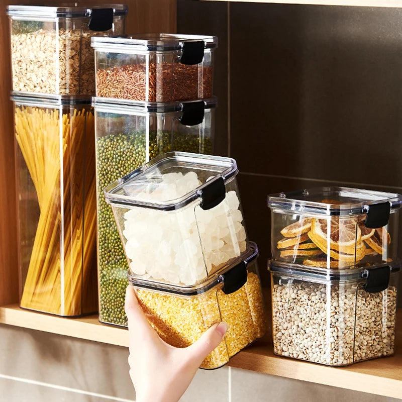 Stackable airtight food storage containers for pantry  