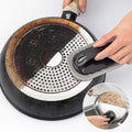 2-in1 Kitchen cleaning and scrub brush used to clean a frying pan