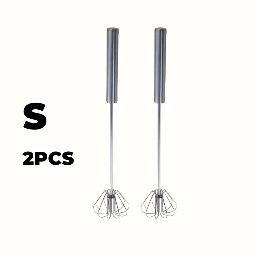 Two stainless steel egg whisks in S size 