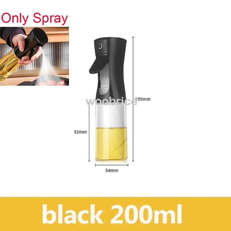 Black 200m oil sprayer bottle with measurements 