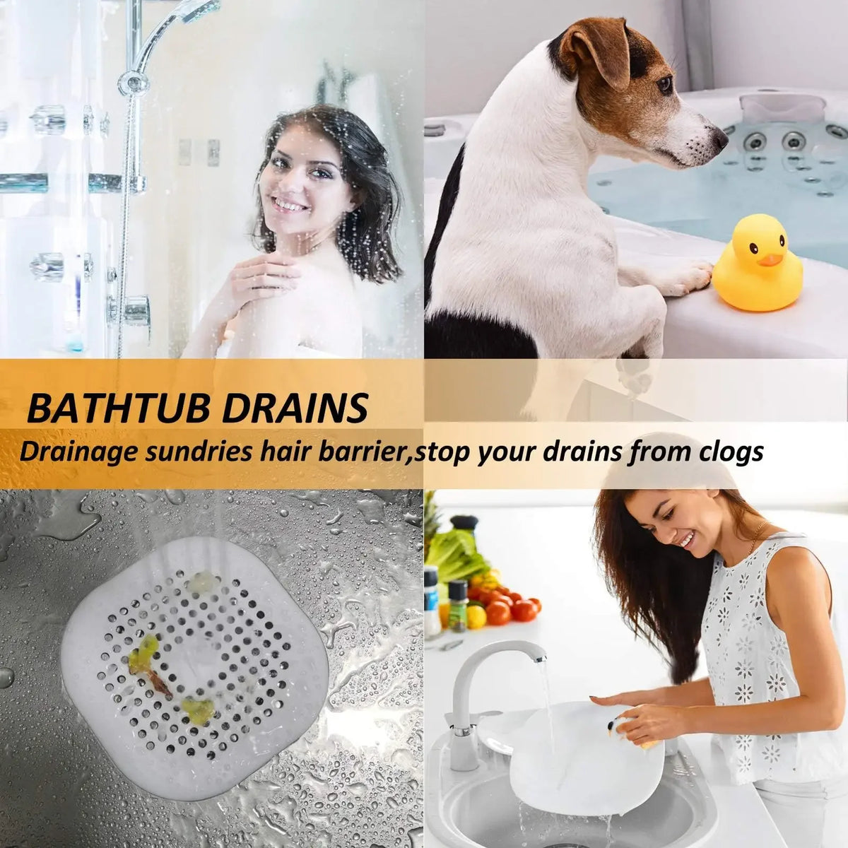 Silicone drains strainer used in bathtub and sink to help prevent clogs