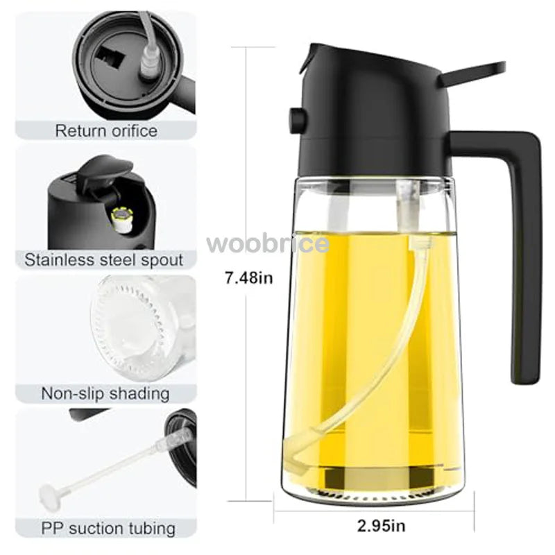 2-in-1 Oil sprayer and dispenser with stainless steel spout 