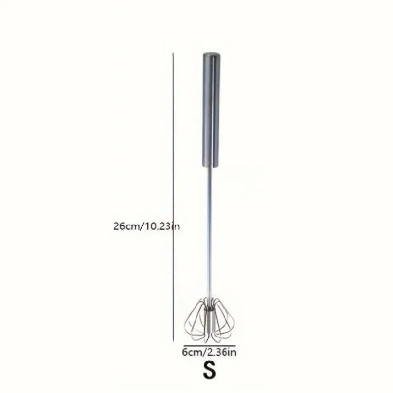 Stainless steel egg whisk in S size with measurements 