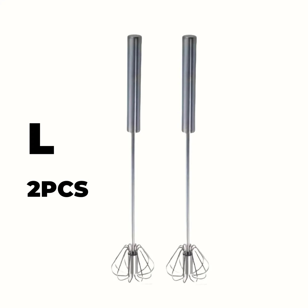 Two stainless steel egg whisks in L size 