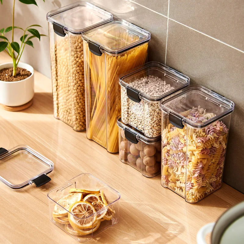 Airtight food storage containers with secure lids for pantry organization 