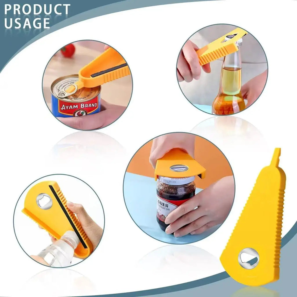 Yellow multi-function can and jar opener n use 