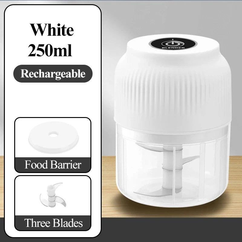 Mini USB rechargeable food chopper 250 with three blades  