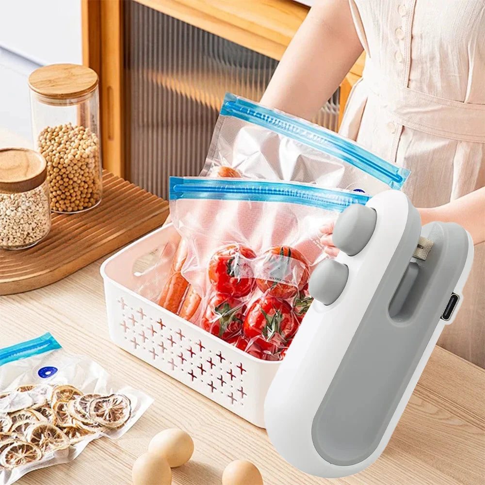 Mini heat bag sealer for resealing food storage 